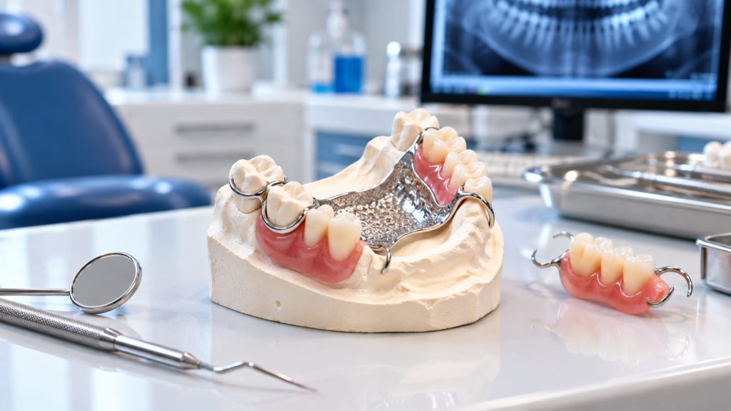 Precision cast framework on dental model