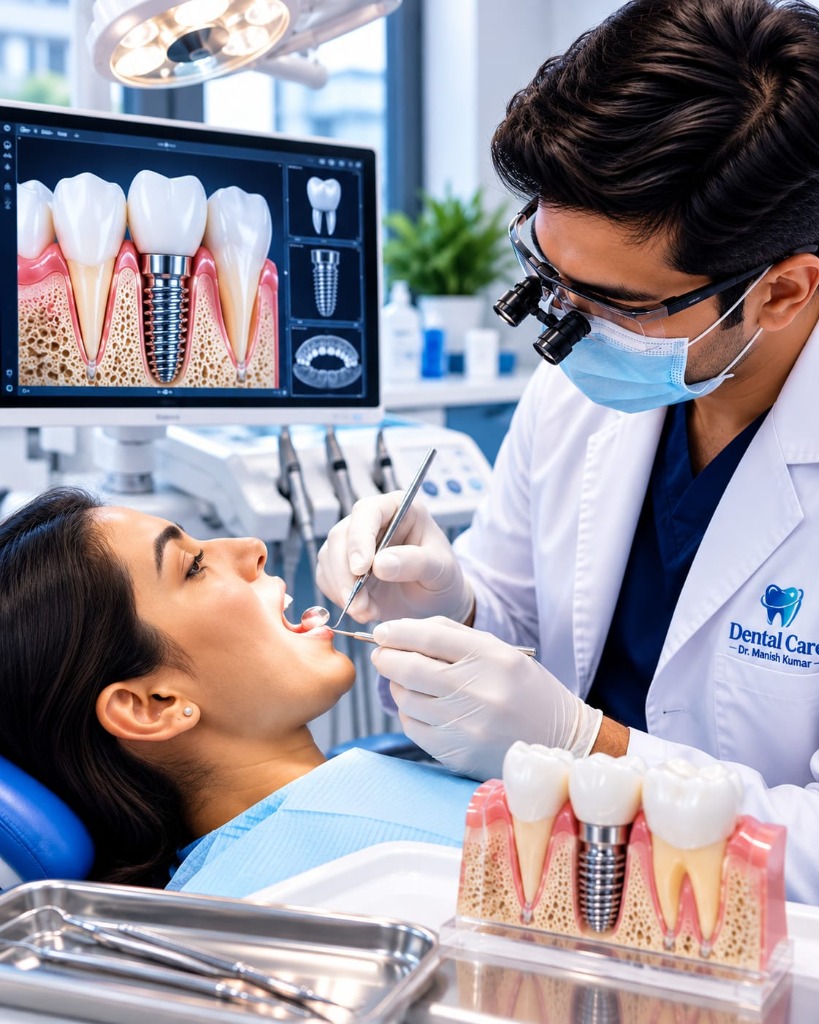 Dental implant clinical examination and consultation at Dental Care Khagaria