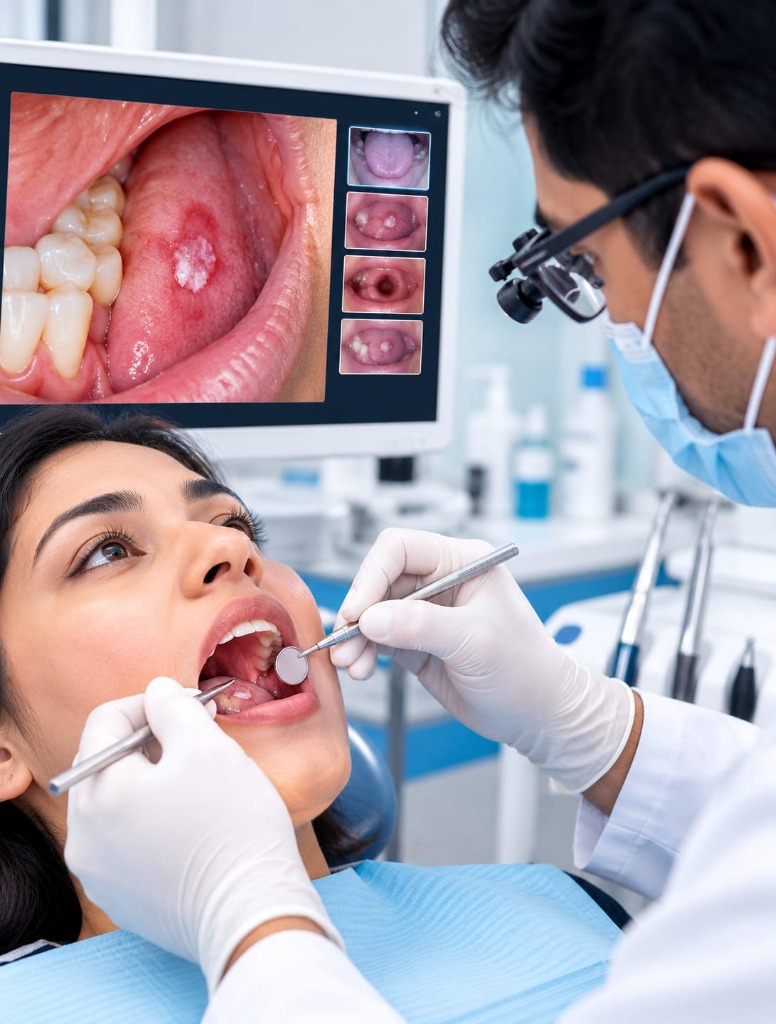 Gentle non-judgmental patient oral consultation and clinical examination at Dental Care Khagaria